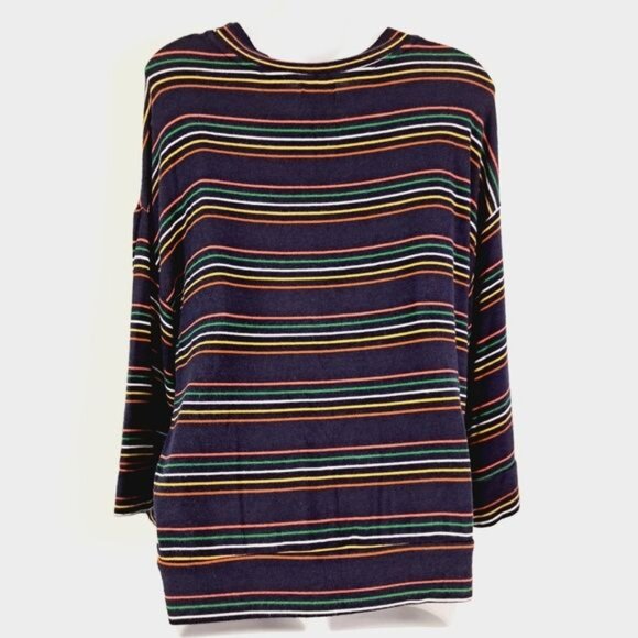 Sundry Multicolored Wide Sleeve Viscose‎ Blend Striped Oversized Top - Picture 3 of 7